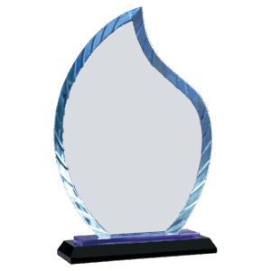 9 1/2" Clear Flame Accent Glass on Blue & Black Reflective Base - ACG33BU