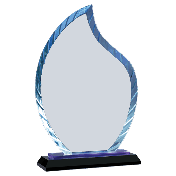9 1/2" Clear Flame Accent Glass on Blue & Black Reflective Base - ACG33BU