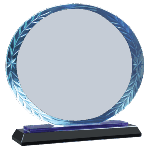 5 3/4" Clear Oval Accent Glass on Blue & Black Reflective Base - ACG41BU