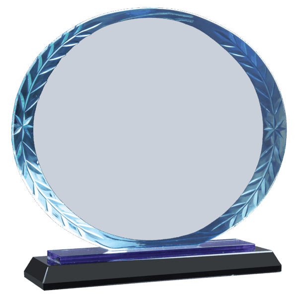 5 3/4" Clear Oval Accent Glass on Blue & Black Reflective Base - ACG41BU