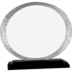 7" Oval Accent Glass on Black Base - ACG43