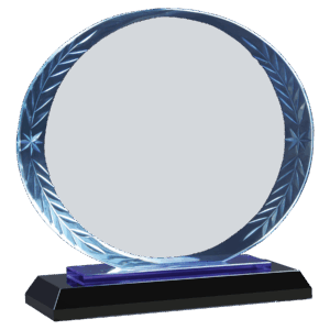 7" Clear Oval Accent Glass on Blue & Black Reflective Base - ACG43BU