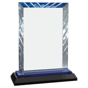 7" Clear Rectangle Accent Glass on Blue & Black Reflective Base - ACG51BU