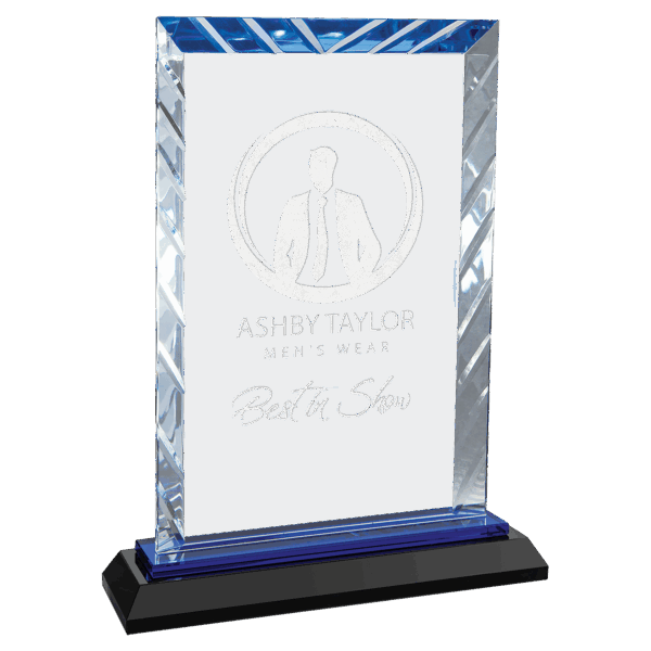 8" Clear Rectangle Accent Glass on Black & Blue Reflective Base - ACG53BU - Image 2