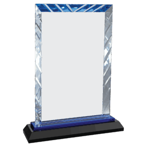 8" Clear Rectangle Accent Glass on Black & Blue Reflective Base - ACG53BU