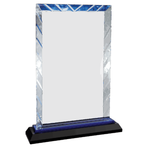 9" Clear Rectangle Accent Glass on Black and Blue Reflective Base - ACG55BU