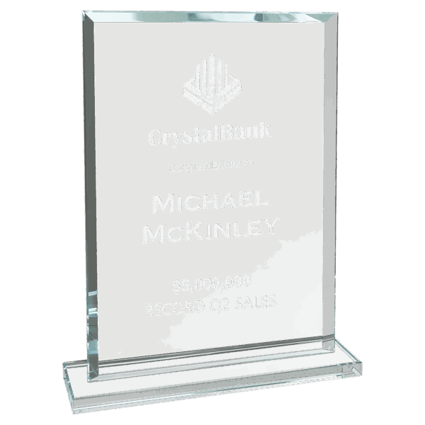 8 1/2" Rectangle Clear Glass Award - CGS33 - Image 2