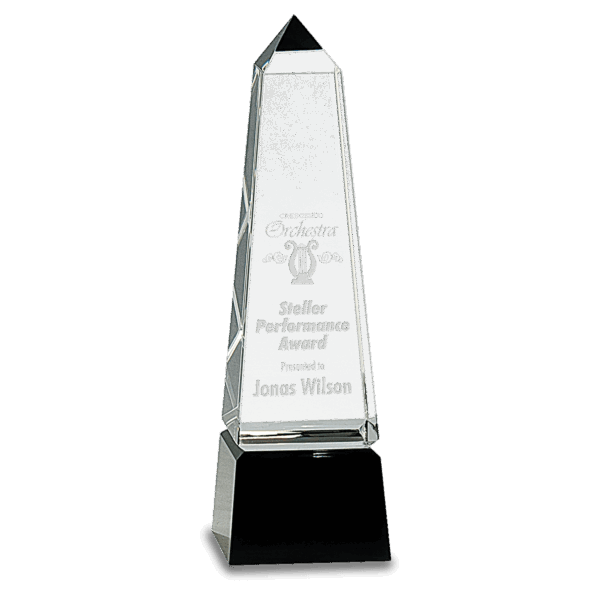 8" Obelisk Crystal on Black Pedestal Base - CRY003S - Image 2