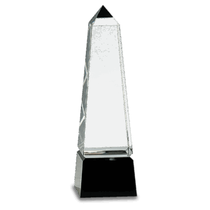 8" Obelisk Crystal on Black Pedestal Base - CRY003S