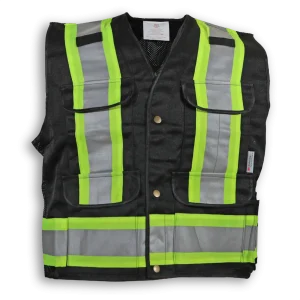 Black Poly/Cotton Mesh Supervisor Safety Vest BK400-900