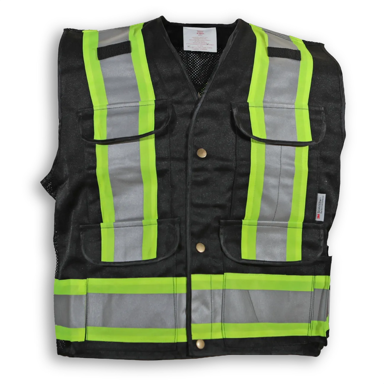 Black Poly/Cotton Mesh Supervisor Safety Vest BK400-900