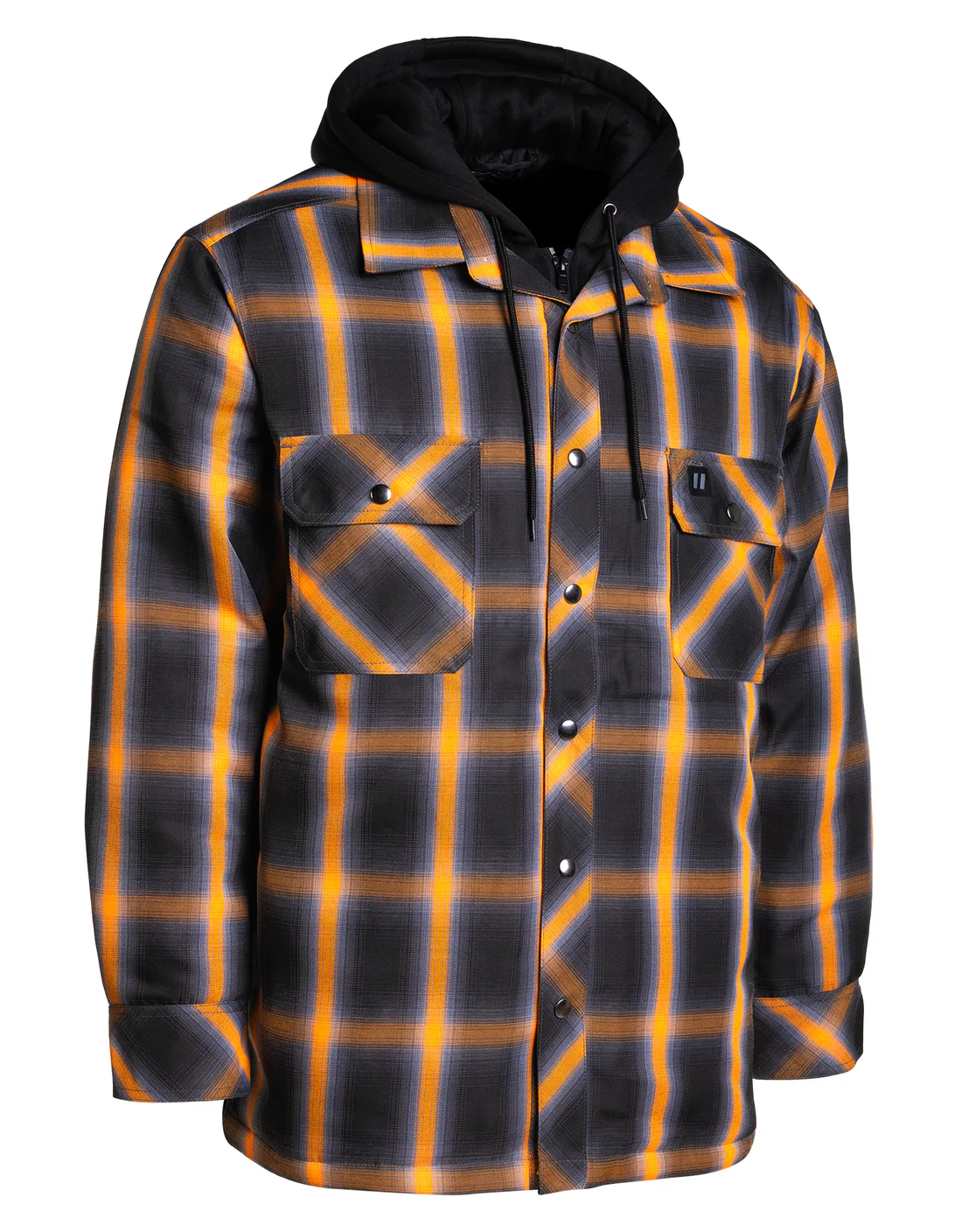Orange Ombre Plaid Hooded Quilt-lined Shirt Jacket – 024-LC696QH-OMBKOR