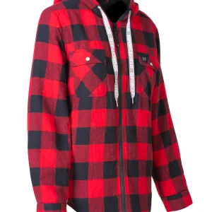 Women's Hooded Sherpa-Lined Buffalo Plaid Flannel Shirt Jacket - 024-WLC38QHSZ-BP