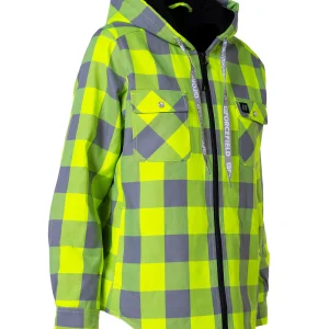 Women's Hooded Sherpa-Lined Hi-Vis Buffalo Plaid Flannel Lined Jacket - 024-WLC38QHSZ-HVBP