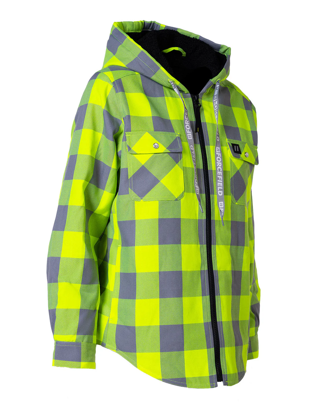 Women’s Hooded Sherpa-Lined Hi-Vis Buffalo Plaid Flannel Lined Jacket – 024-WLC38QHSZ-HVBP