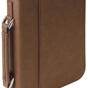 7 1/2" x 10 3/4" Dark Brown Leatherette Book/Bible Cover with Handle & Zipper -GFT296