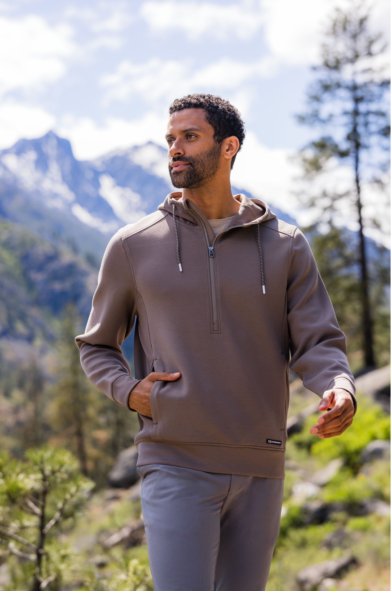 Cutter & Buck Roam Recycled Buttery-Soft Knit Mens Half Zip Hooded Pullover -MCK01279