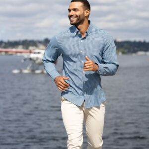 Cutter & Buck Skyline Recycled Gingham Mens Long Sleeve Button Down Dress Shirt - MCW00236