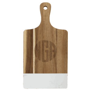 13 1/2" x 7" Acacia Wood with White Marble Accent Paddle Shaped Cutting Board - GFT3068